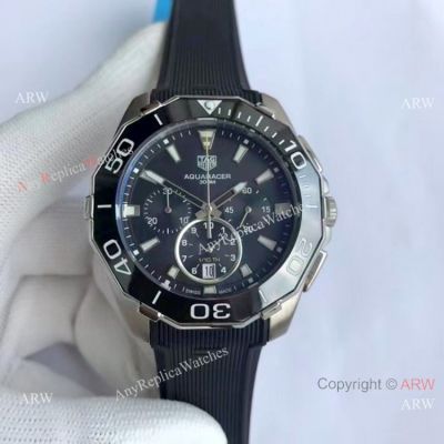 Tag Heuer Aquaracer Chronograph Watches Black Dial Rubber Strap